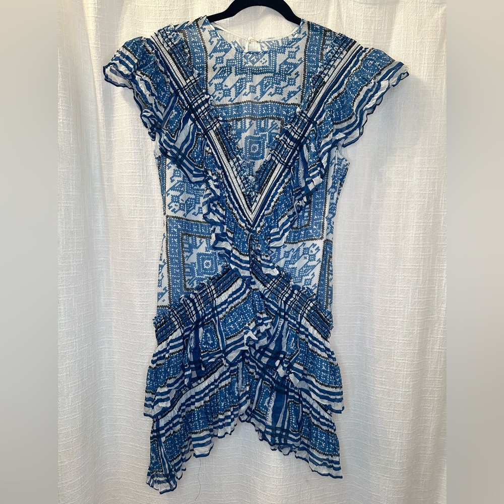 Aeffe Spa Philosophy di Lorenzo Serafani Blue and White Mini Dress
